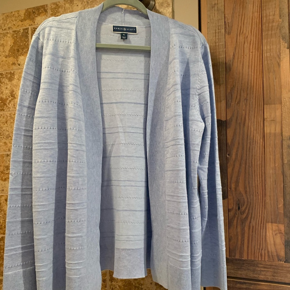Women’s Karen Scott XL cardigan. NWOT. Never worn. Light blue in color.